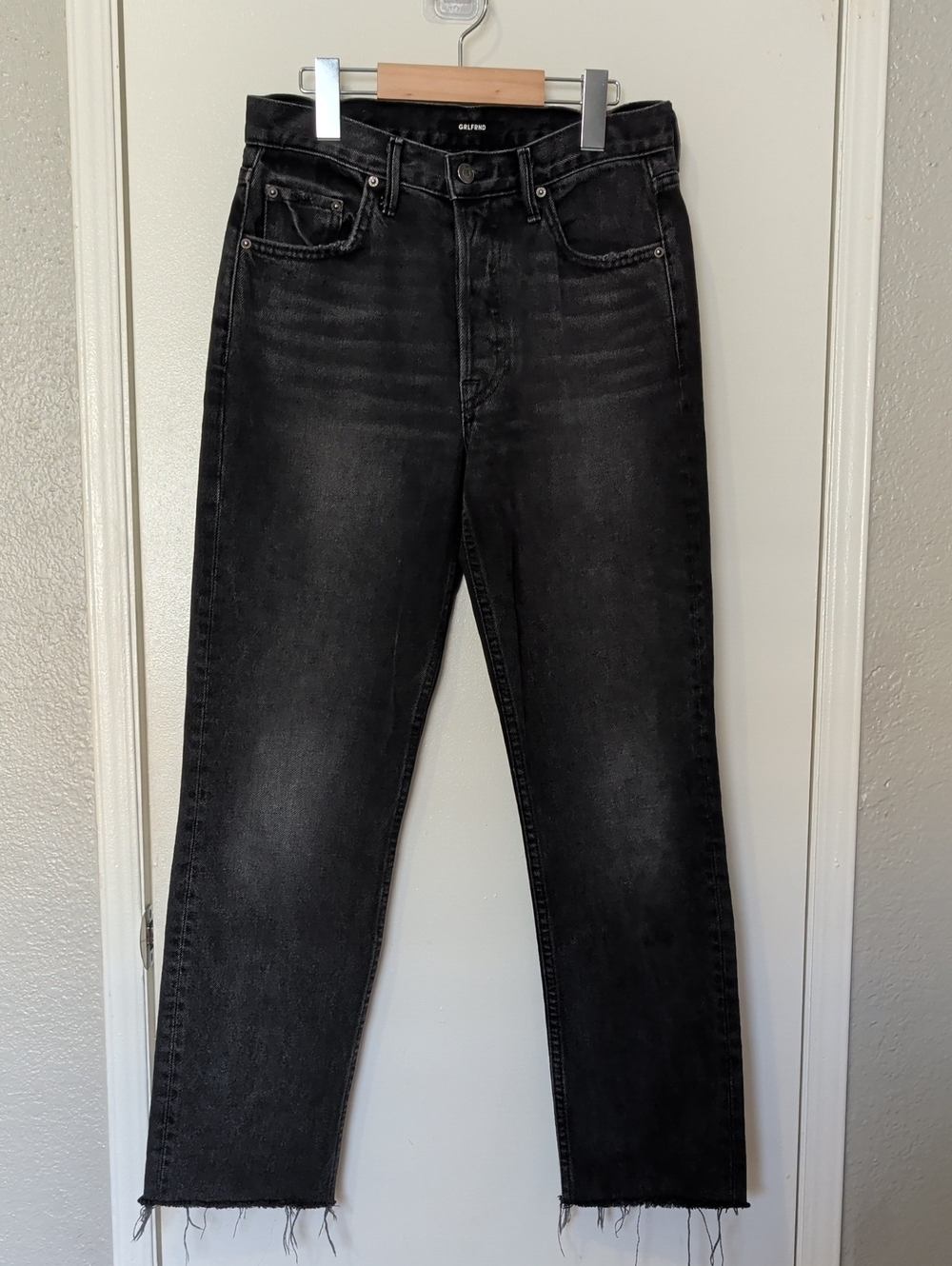 GRLFRND Washed Black Straight-Leg Jeans Size 26